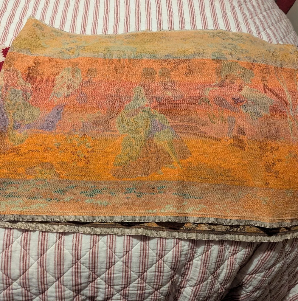 Vintage French tapestry style wall hanging 53” x 17” Victorian style